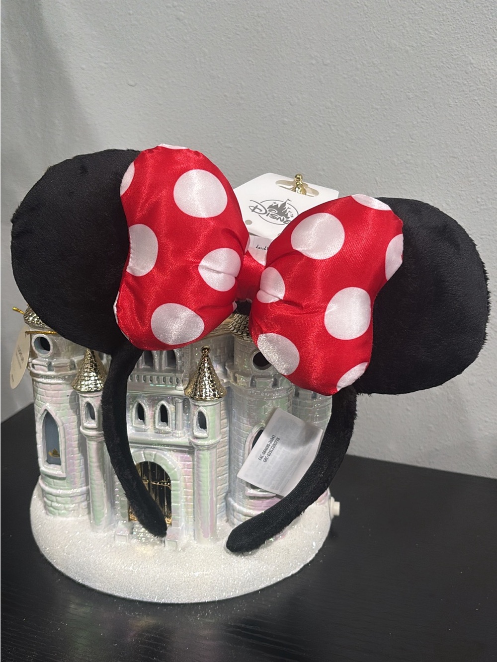 Disney Black Minnie Ears Headband with Red & White Polka Dot Bow - NWT!!